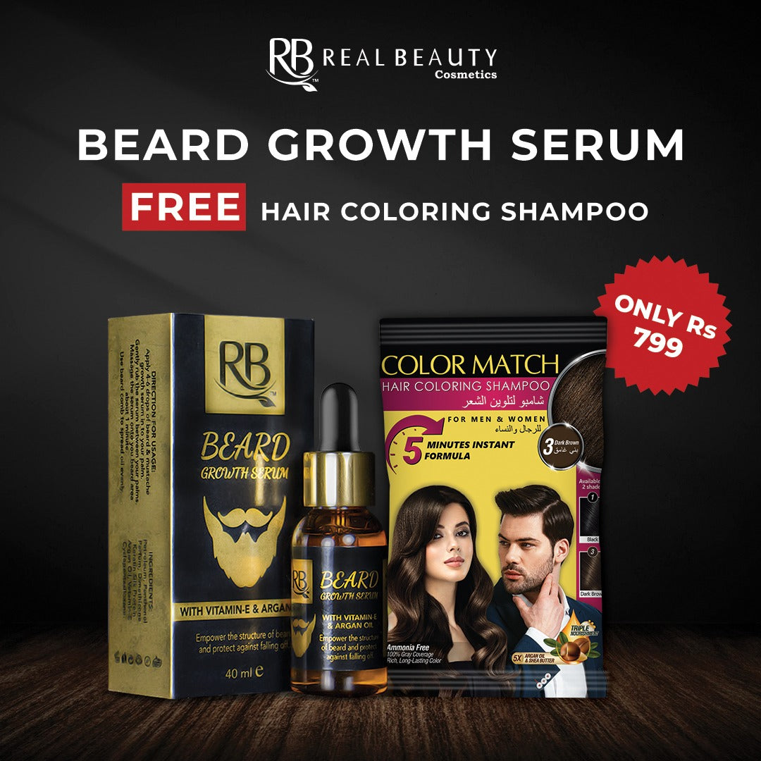 Beard Growth Serum With Free Hair Coloring Shampoo