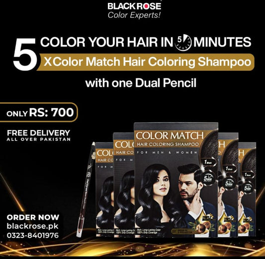 5 Pcs Color Match Hair Color Shampoo- with one Dual Pencil