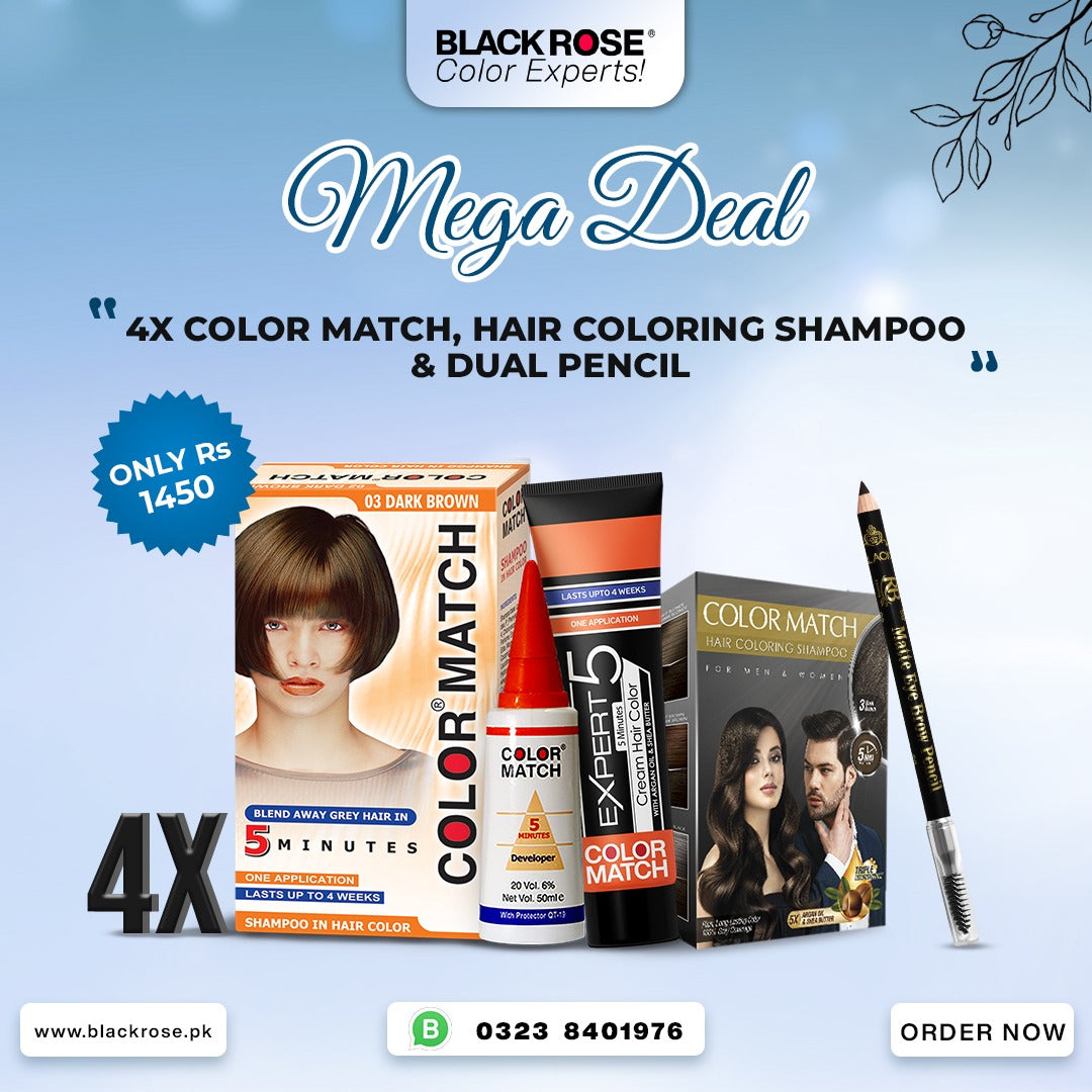 4X Color Match, Hair Coloring Shampo & Dual Pencil - Blackrosecolorexperts